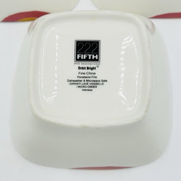 222 Fifth Orbit Bright Square 6" Cereal Bowls Fine China Set of 3 - Picture 13 of 14